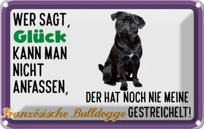 Produktbild von vianmo Blechschild 12x18 cm Glück Französische Bulldogge Tier Haustier Hund