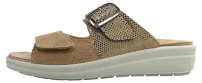 Produktbild von Rohde Damen Pantolette Leder Zierschnalle Druck Wechselfußbett Rivella 5727, Größe:37 EU, Farbe:Beige