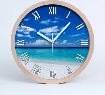 Produktbild von Holzuhr 25fi cm wanduhr - weiße Spitzen - tropischer Strand