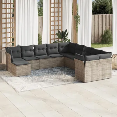 Produktbild von Möbel 11-tlg. Garten-Sofagarnitur mit Kissen Grau Poly Rattan 2024