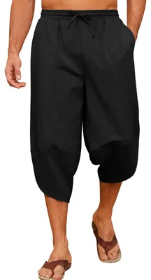 Produktbild von Sommerhose 3/4, lose Passform, Baumwoll Haremshose, Kordelzug, Taschen, für Strand