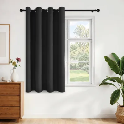 Verdunkelungsvorhang mit Ösen, Schwarz, 160x132 cm, 1 Stück