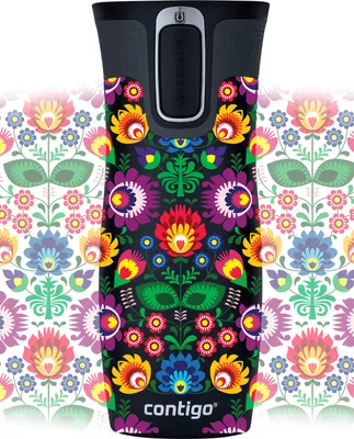Zdjęcie produktu dla ContiGo! West Loop 2.0 kubek termiczny premium 470ml "Folklor" - Czarny