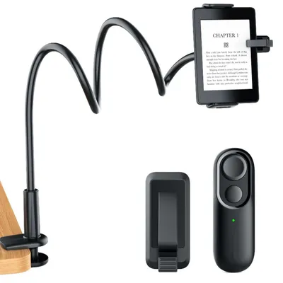 Obrázek produktu pro Zimilo Bezdrátové dálkové ovládání pro Kindle se stojánkem na tablet, Bluetooth ovladač pro elektronické čtečky, Andy a tablety, 4,7 až 10,35 palců, černá
