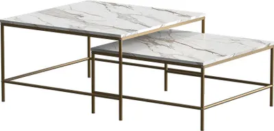 Produktbild von Couchtisch-Set Vicco Ramio Weiß/Gold 80 x 80 cm 2 Teile, Model 56193