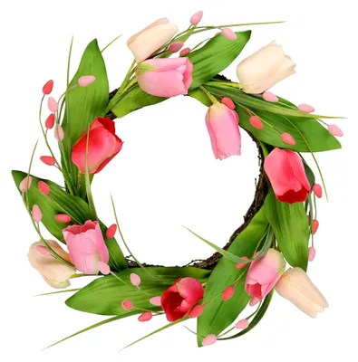 Produktbild von Künstlicher Tulpenkranz 33cm für Frühling und Sommer