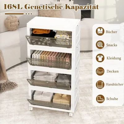 Produktbild von Zusammenklappbare Aufbewahrungsbox mit Deckel, 126 l/168 l, Räder