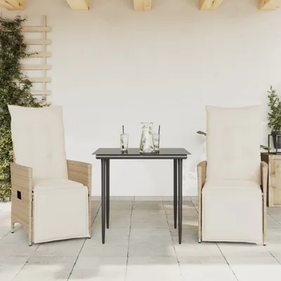 Immagine prodotto di Sedie Reclinabili da Giardino 2pz con Cuscini Beige Polyrattan