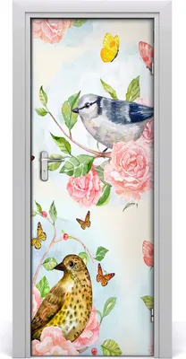 Produktbild von Tulup Türaufkleber 75x205 cm Dekorative Aufkleber Selbstklebend Wasserdichte Tapete Abnehmbar Schlafzimmer Wohnzimmer Wohnkultur - Schmetterling Blume