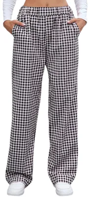 Immagine prodotto di Pantaloni da lounge a quadri da donna - in cotone - pigiami con tasche