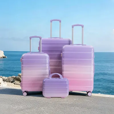 Produktbild von STILVORA Kofferset 4-teilig 14/20/24/28 Zoll mit Zahlenschloss und Seitengriffen, Reisekoffer-Set mit Schutzfüßen und Kosmetiktasche,Gepäckset für Reisen
