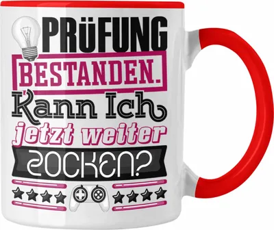 Produktbild von Trendation - Bachelor Master Prüfung Bestanden Geschenk Tasse Studium Prüfung Bestanden Kann Ich Jetzt Weiter Zocken Geschenkidee (Rot)