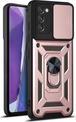 Immagine prodotto di Galaxy Note 20 Custodia con anello magnetico girevole a 360° Supporto per fotocamera Scivolare Protezione TPU Bumper Silicone Custodia protettiva per Samsung Galaxy Note 20 5G Rosa