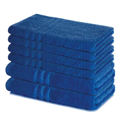 Zdjęcie produktu dla Zestaw ręczników Lavea® Elena, 6-częściowy, 100% bawełna - 4 ręczniki 50x100 cm, 2 ręczniki pod prysznic 70x140 cm, zestaw ręczników - kolor granatowy