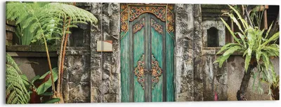 Produktbild von Bild auf Leinwand - Leinwandbild - 3 Teile - Tor Tür Grün - 150x50cm - Wand Bild - Wanddeko - Wandbilder - Leinwanddruck - Bilder - Wanddekoration - Leinwand bilder - Wandbild - CA150x50-5078