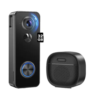 Produktbild von 2K Video türklingel mit kamera wlan akku mit 2,4GHz WLAN 32GB, 180° Ultrabreiten Sichtfeld