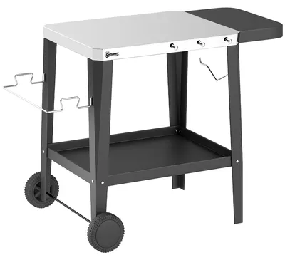 Produktbild von Küchenwagen mit Rollen Servierwagen mit Haken Papierrollenhalter Müllsackständer Edelstahl 115 x 67,5 x 80,5 cm Schwarz