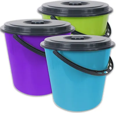Produktbild von Eimer mit Deckel 5 Liter Kunststoff Lebensmittelecht 3-farbig sortiert 3 Stück