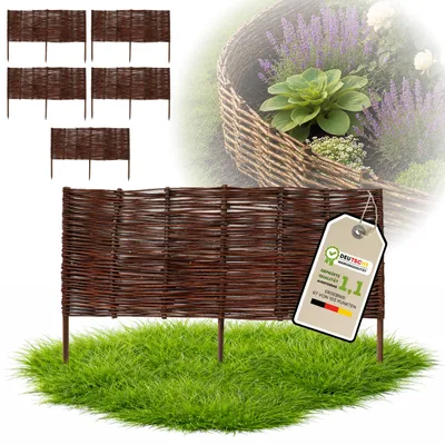 Productafbeelding van Famanu – Omheining van gevlochten wilgentakken, set van 5 stuks, 40 cm x 100 cm, prijskaak voor bloembedden