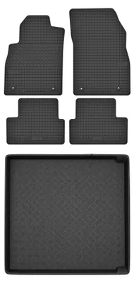 Image de Tapis en caoutchouc + bac de coffre pour Opel Astra J 2009-2015 (break) – 5 pièces, noirs, sur mesure
