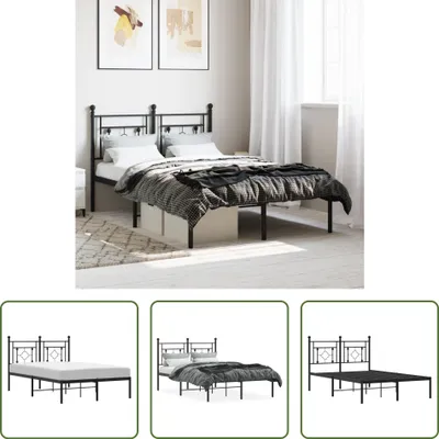 Produktbild von The Living Store Bettgestell mit Kopfteil Metall Schwarz 120x200 cm