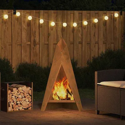 Obrázek produktu pro Venkovní ohniště – 58x40x100 cm – Hnědé ocelové – Venkovní krb a ohniště pro terasu – Volně stojící