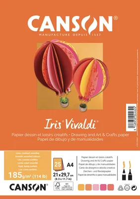 Productafbeelding van Canson Iris Vivaldi, glad papier, geschikt voor kunst, 185 g/m², 25 vellen