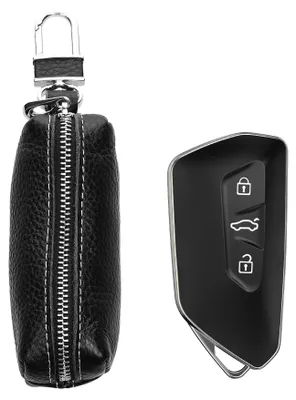 Produktbild von kwmobile Leder Autoschlüssel Tasche kompatibel mit VW Golf 8 ID.03 / ID.04 / Audi 3 Tasten / Lancia 3 Tasten Schlüsselhülle - Schlüssel Hülle mit