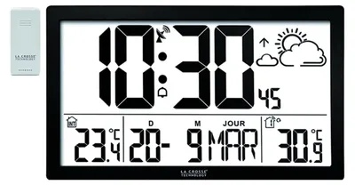 Image de Grande horloge murale àradio avec fonction météo