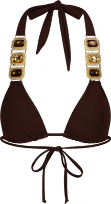 Produktbild von Moda Minx Bikinioberteil Boujee Triangel Top mit stilvollem Steinbesatz Coffee XS