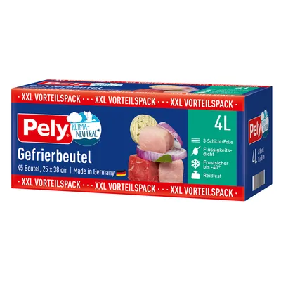Immagine prodotto di Sacchetti per congelatore Pely in film a 3 strati confezione economica da 4 litri 45 pezzi