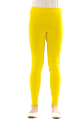 Produktbild von Kinder Thermo Mädchen Leggings leggins Hose lang aus Baumwolle Fleece Futter gelb 158