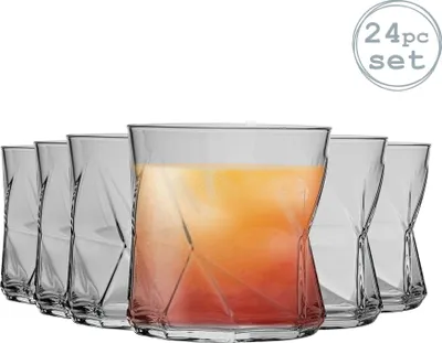 Produktbild von Bormioli Rocco Cassiopea Geometric Whiskyglas Gläser Set - 320ml - Packung mit 24