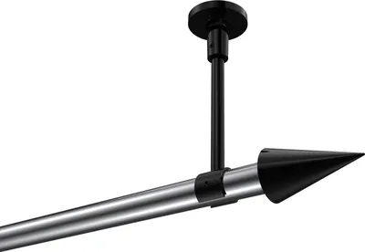 Produktbild von Interdeco Gardinenstange / Vorhangstange Chrom / Schwarz, Typ Sonette Savio (Kegel) ohne Ringe, Deckenmontage, 20 mm Ø 1-läufig, 360 cm