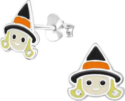 Produktbild von Ohrstecker 925 Sterling Silber Hexe mit Kristallen