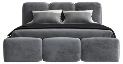 Produktbild von Polsterbett STERN 160x200 mit Matratze und Bettkasten. Farbe: Dunkelgrau.