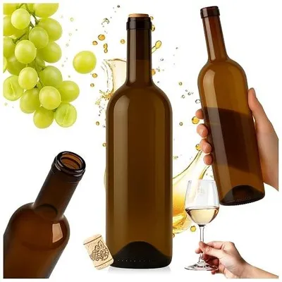 Zdjęcie produktu dla Butelki szklane brązowe 750 ml do wina likierów nalewek zestaw 10 sztuk