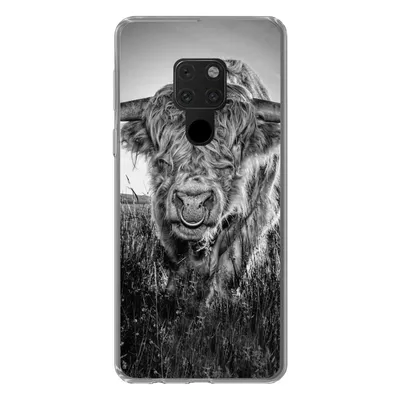 Produktbild von MuchoWow® Handyhülle Schutzhülle Hülle für Huawei P40 Lite Schottischer Highlander - Schwarz und Weiß Silikon Softcase Handy Hülle - Handy