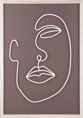 Image de Décoration murale avec motif de visage en métal, ART LINE, marron