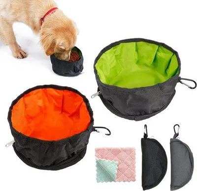 Produktbild von Famanu Hundenapf 2er Set - Faltbare Reise-Napf aus wasserdichtem Nylon