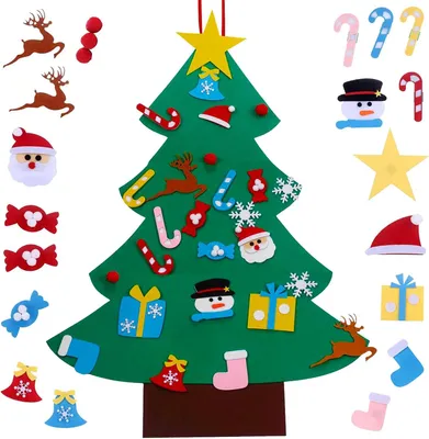 Produktbild von Filz Weihnachtsbaum DIY Set, 10 Meter, 36 austauschbare Dekorationen, für Kinder
