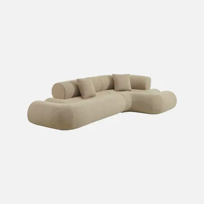 Produktbild von sweeek - Organisches 3-Sitzer-Ecksofa mit strukturiertem Bouclé-Bezug - Beige