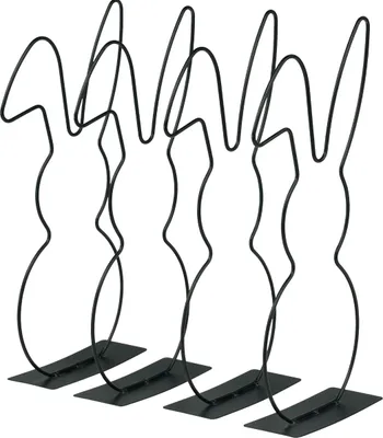Produktbild von Deko Hase Schwarz Metall Aufsteller Osterdeko 30cm 4er Set, 4 Stück