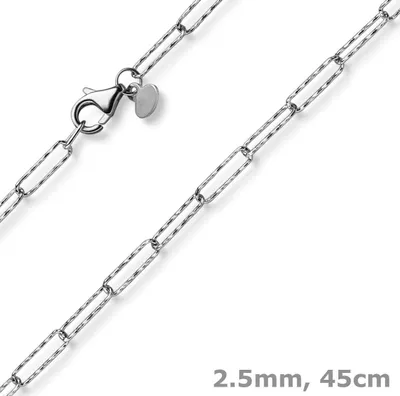 2-5mm-Paper-Clip-Kette-aus-585-Weissgold-strukturiert-45cm