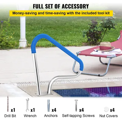 Image de Barrière de piscine – Poignée de piscine en acier inoxydable avec housse de protection en nylon et kit de montage