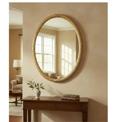 Produktbild von MO.WA Ovaler Wandspiegel im klassischen Stil, 56 x 76 cm, mit vergoldentem Holzrahmen | Spiegel Oval Gold Finitur