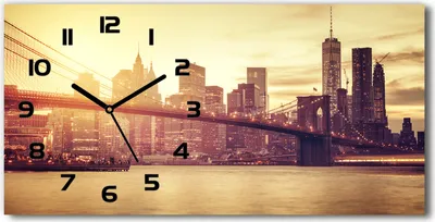 Produktbild von Wanduhr aus Glas – 60x30 cm - Glasbild - Glasuhr - Gehärtetes Glas - schwarze-zeiger - Manhattan New York