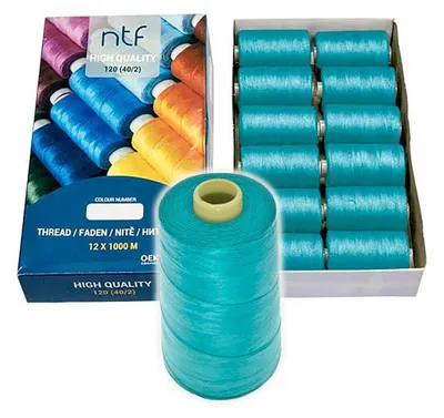 Nähgarn Polyester 12 Spulen helltürkis