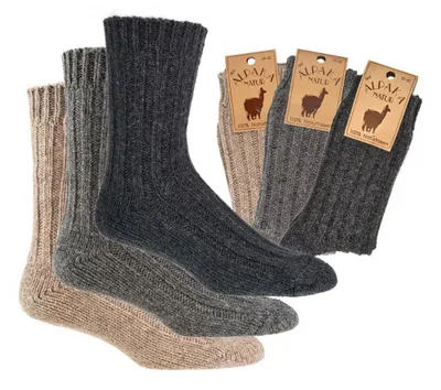 Produktbild von Wowerat Alpaka Wollsocken Schafwolle Graumelange Damen Herren Gr. 35-38 2 Paar