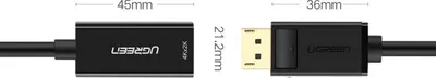 Obrázok produktu pre Ugreen kbel adaptra z DisplayPort (samec) na HDMI (samica) (jednosmern) 1080P 60Hz 12bit ierny (40362)